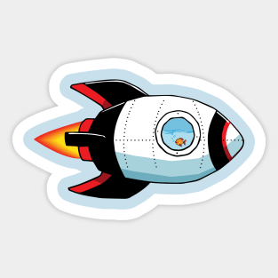 Goldfish Rocket ship Sticker